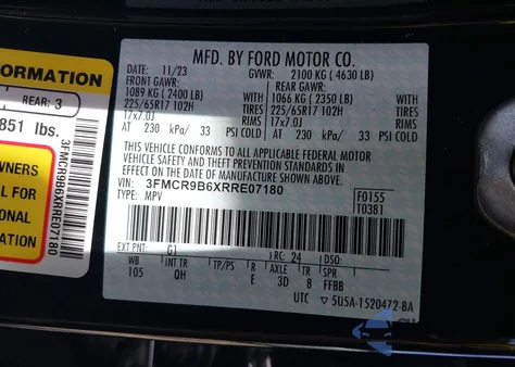 2024 Ford Bronco Sport Big Bend z USA, uszkodzony, nr VIN 3FMCR9B6XRRE07180